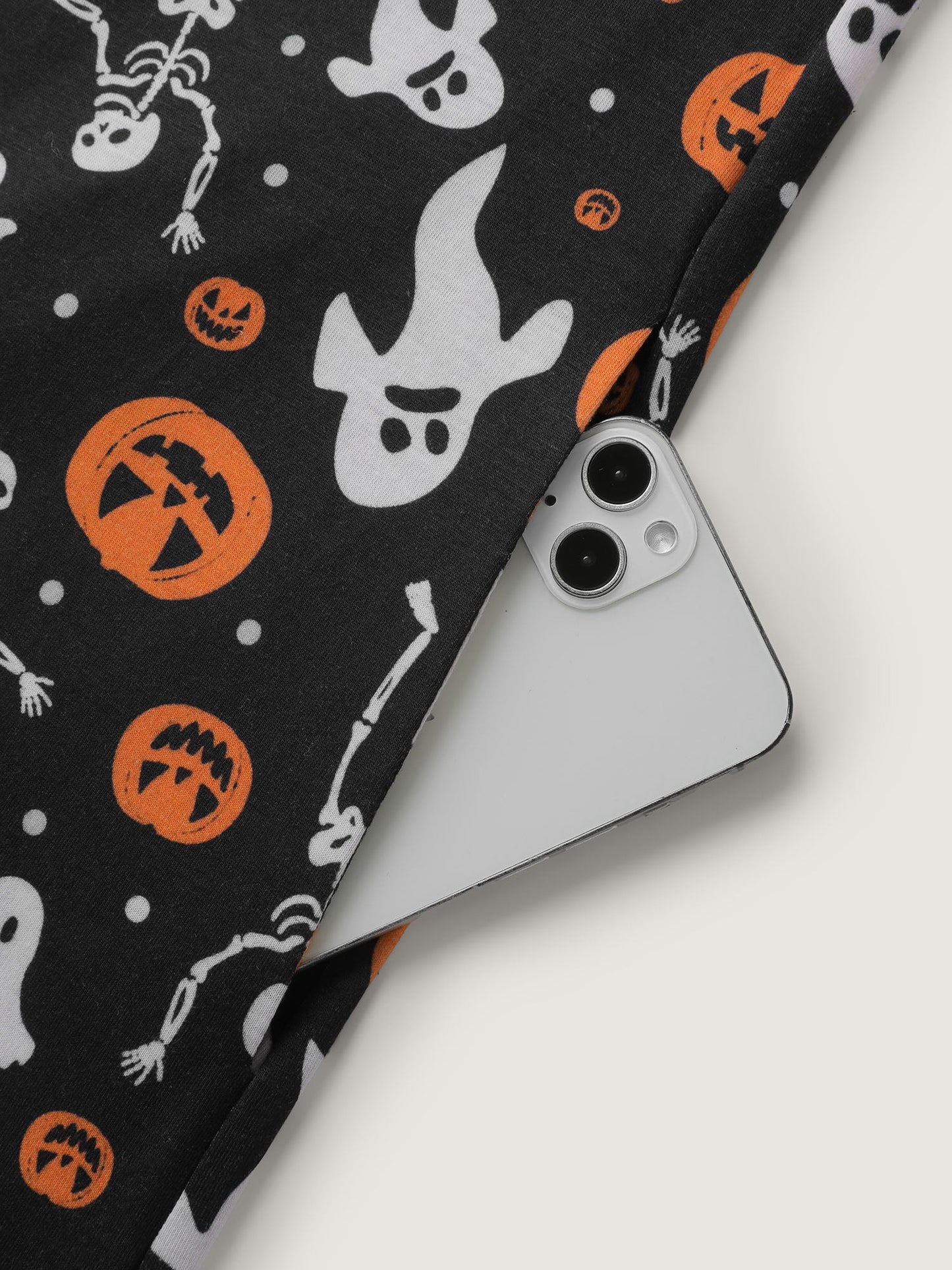 Halloween Skull Print Stretchy Wide-Leg Jumpsuit