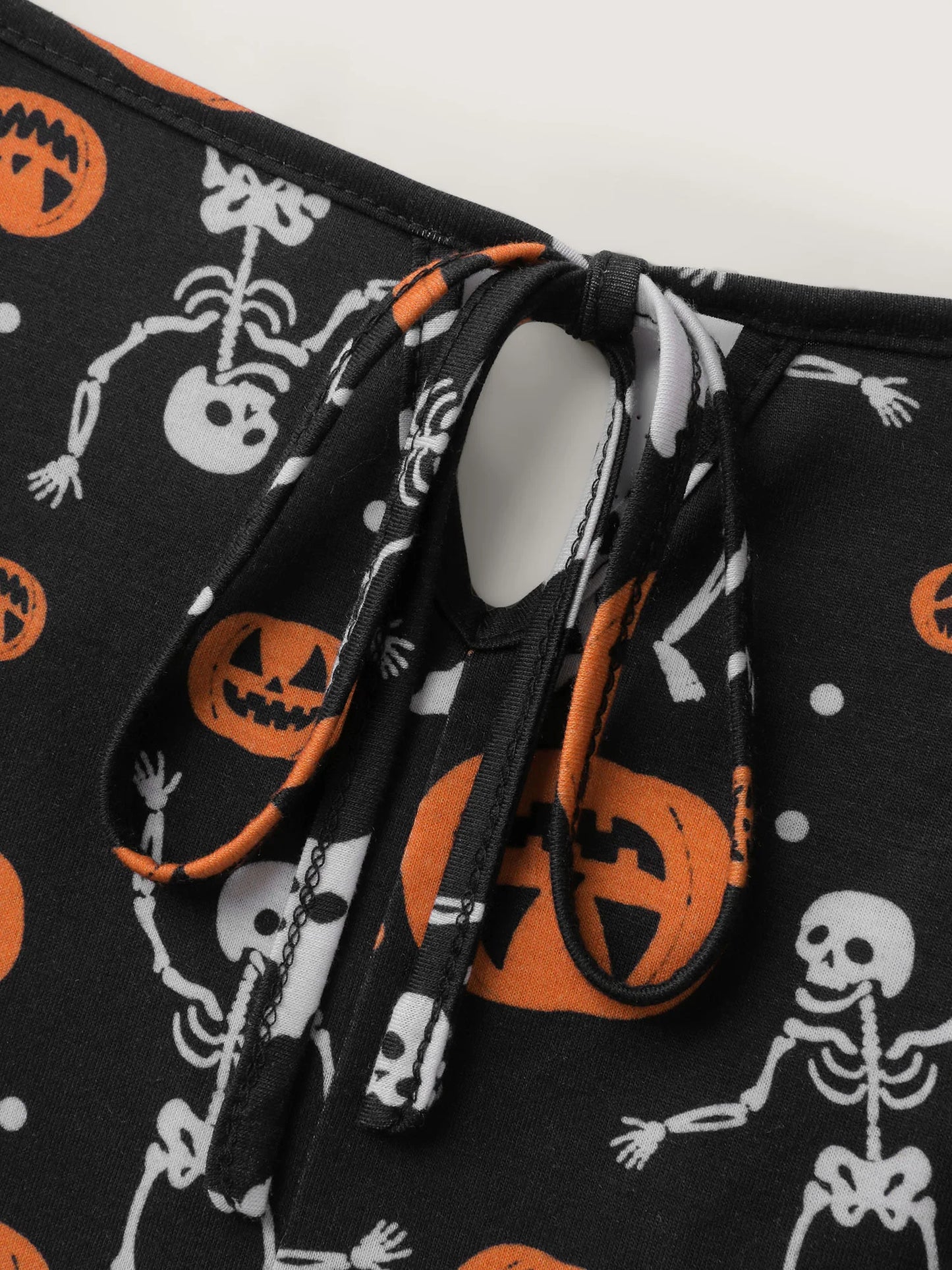 Halloween Skull Print Stretchy Wide-Leg Jumpsuit
