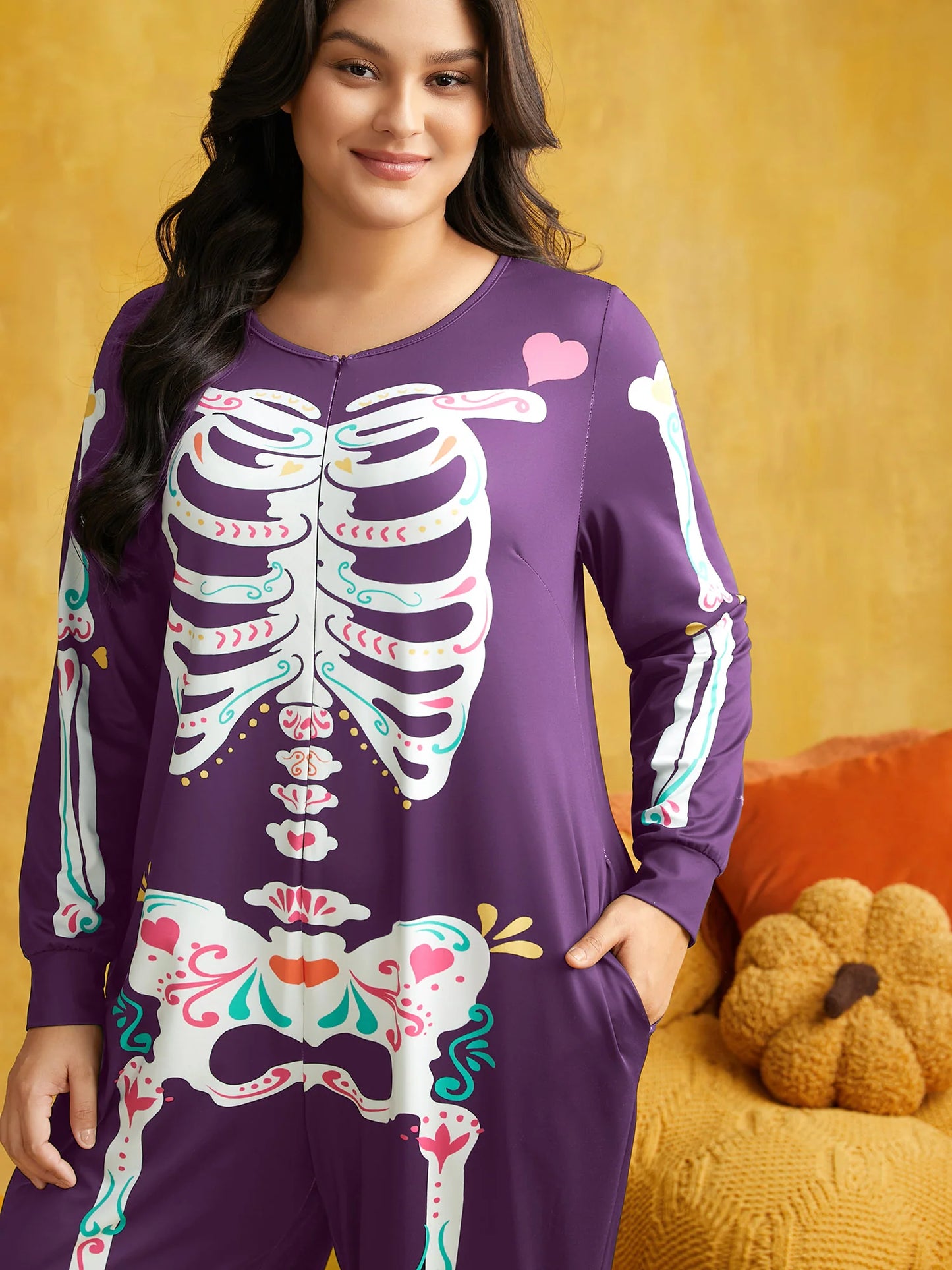 Skeletal Rib Invisible Zipper Romper
