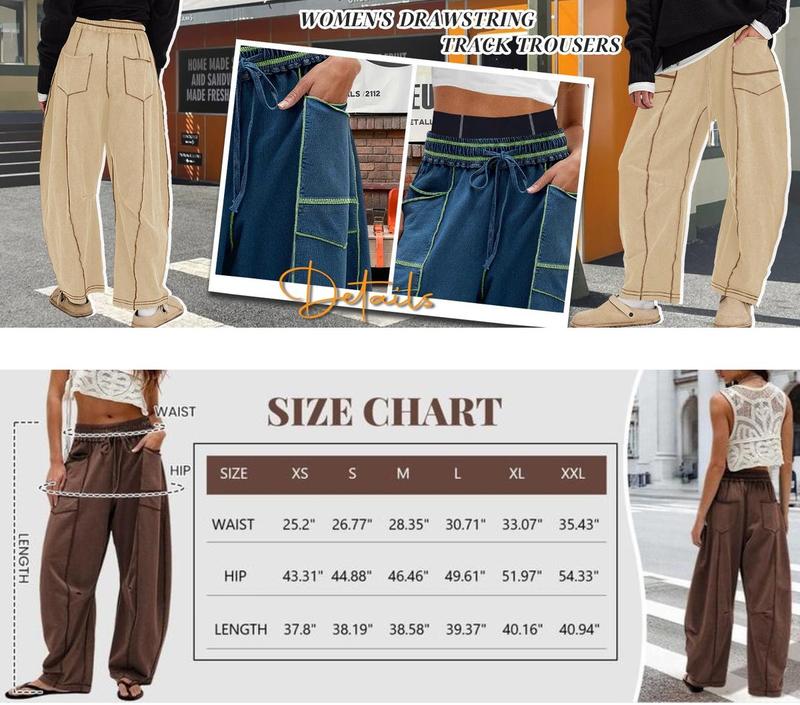 ReachMe Womens Barrel Sweatpants Baggy Wide Leg Pants Drawstring Travel Pants Casual Fall Outfits 2025