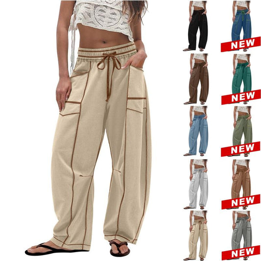 ReachMe Womens Barrel Sweatpants Baggy Wide Leg Pants Drawstring Travel Pants Casual Fall Outfits 2025