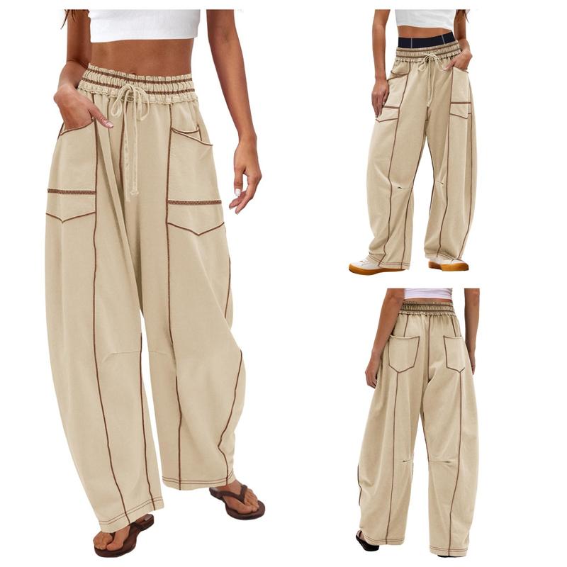 ReachMe Womens Barrel Sweatpants Baggy Wide Leg Pants Drawstring Travel Pants Casual Fall Outfits 2025