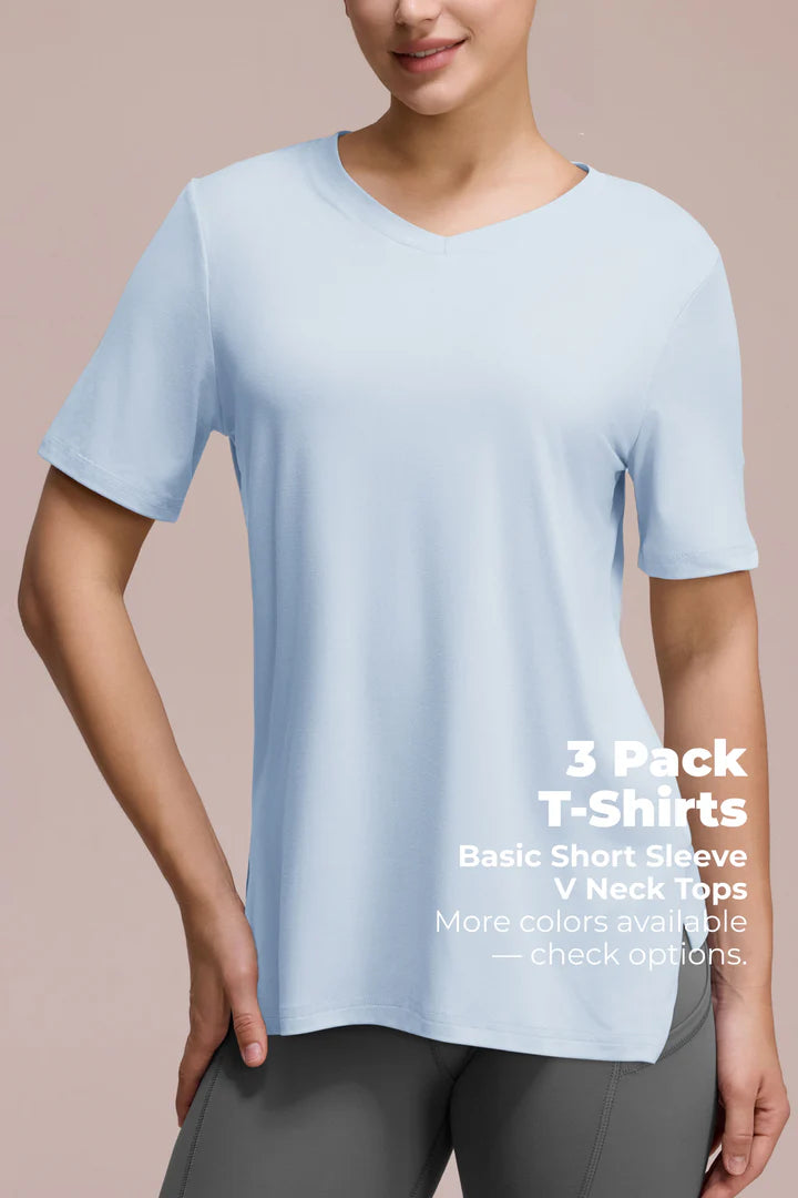 3-Pack Plus Size V-Neck T-Shirts for Women – Lightweight, Loose Fit Summer Essentials