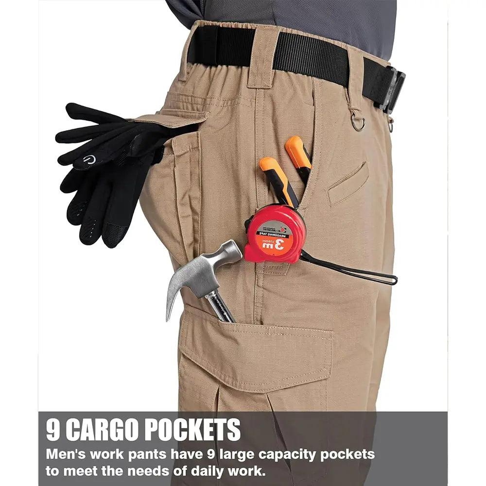 Men's Ripstop Water-Resistant Cargo Pants,Ripstop Water Resistant Hiking Work Pants