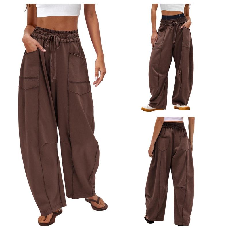 ReachMe Womens Barrel Sweatpants Baggy Wide Leg Pants Drawstring Travel Pants Casual Fall Outfits 2025