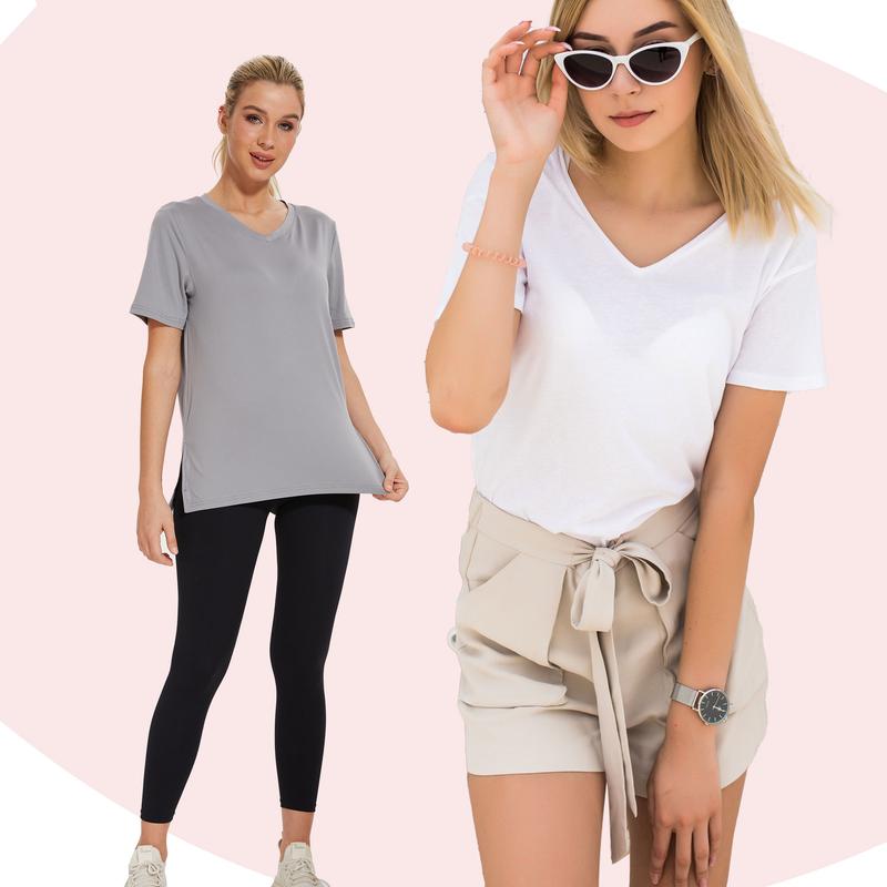 3-Pack Plus Size V-Neck T-Shirts for Women – Lightweight, Loose Fit Summer Essentials
